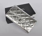 Chanel A31509 Silver Lambskin leather Long Tri-Fold Wallets A31509