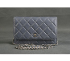 Chanel A33814 Original Sheepskin Leather Flap Bag Grey Purple in Silver A33814