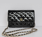Chanel A33814 Patent Leather Flap Bag Black in Gold A33814