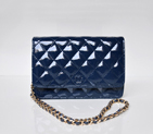 Chanel A33814 Patent Leather Flap Bag Blue in Gold A33814