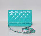 Chanel A33814 Patent Leather Flap Bag Lake green in Silver A33814