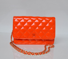 Chanel A33814 Patent Leather Flap Bag Orange in Gold A33814