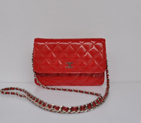 Chanel A33814 Patent Leather Flap Bag Red in Silver A33814