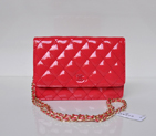 Chanel A33814 Patent Leather Flap Bag Watermelon red in Gold A33814