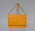 Chanel A33814 Patent Leather Flap Bag Yellow in Gold A33814