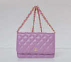 Chanel A33814 Sheepskin Leather Flap Bag Purple in Gold A33814