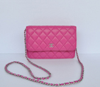 Chanel A33814 Sheepskin Leather Flap Bag Rose in Silver A33814