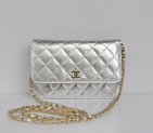 Chanel A33814 Sheepskin Leather Flap Bag Silver in Gold A33814