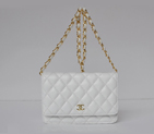 Chanel A33814 Sheepskin Leather Flap Bag White in Gold A33814