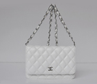 Chanel A33814 Sheepskin Leather Flap Bag White in Silver A33814