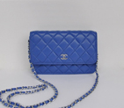 Chanel A33814 Sheepskin Leather Flap Bag blue in Silver A33814