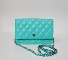 Chanel A33814 lake green Sheepskin Leather mini Flap Bag Silver A33814