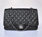 Chanel A47600 Caviar Leather Jumbo Flap Bag in Black with Silver A47600