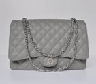 Chanel A47600 Caviar Leather Jumbo Flap Bag in Gray with Silver A47600