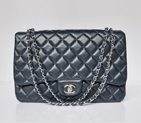 Chanel A47600 Lambskin Leather Jumbo Flap Bag in Dark blue with Silver A47600