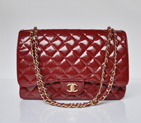 Chanel A47600 Patent Leather Jumbo Flap Bag in Claret with Gold A47600