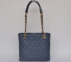 Chanel A50994 Medium Shopping Bags Caviar Leather Blue Golden Hardware A50994