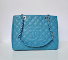 Chanel A50995 Caviar Leather Shoulder Bag Skyblue in Silver A50995