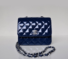 Chanel A67116 Classic mini Flap Bag Patent leather Blue in Silver A67116