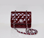 Chanel A67116 Classic mini Flap Bag Patent leather Claret in Silver A67116
