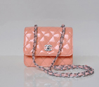 Chanel A67116 Classic mini Flap Bag Patent leather Pink in Silver A67116