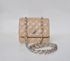 Chanel A67116 Classic mini Flap Bag Sheepskin leather Apricot in Silver A67116