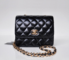 Chanel A67116 Classic mini Flap Bag Sheepskin leather Black in Gold A67116