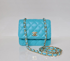 Chanel A67116 Classic mini Flap Bag Sheepskin leather Blue in Gold A67116