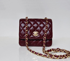 Chanel A67116 Classic mini Flap Bag Sheepskin leather Claret in Gold A67116