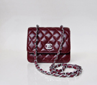 Chanel A67116 Classic mini Flap Bag Sheepskin leather Claret in Silver A67116