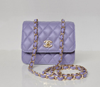Chanel A67116 Classic mini Flap Bag Sheepskin leather Light Purple in Gold A67116