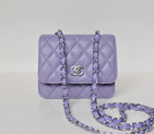 Chanel A67116 Classic mini Flap Bag Sheepskin leather Light Purple in Silver A67116