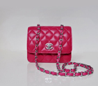 Chanel A67116 Classic mini Flap Bag Sheepskin leather Rose in Silver A67116