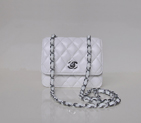 Chanel A67116 Classic mini Flap Bag Sheepskin leather White in Silver A67116