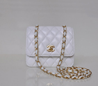 Chanel A67116 Classic mini Flap Bag Sheepskin leather white in Gold A67116