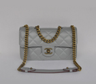 Chanel A68320 Flap Shoulder Bag Calfskin Leather Grey A68320