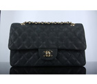 Chanel A94305 Classic Flap Bag Original Cannage Pattern Nubuck Leather Black with Gold A94305