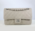 Chanel A94305 Classic Flap Bag Original Cannage Pattern Nubuck Leather Gray with Silver A94305