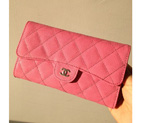 Chanel C006 Ping Cannage Pattern Nubuck Leather Long Tri-Fold Wallet C006