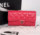 Chanel C006 Rose Glazed Crackled Leater Long Tri-Fold Wallet C006