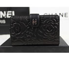 Chanel Camellias Bi-Fold Wallet Original Leather A50087 Black A50087