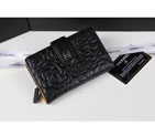 Chanel Camellias Bi-Fold Wallet Original Leather A50087 Black A50087