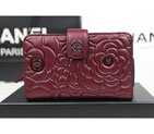Chanel Camellias Bi-Fold Wallet Original Leather A50087 Claret A50087