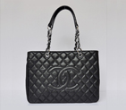 Chanel Classic Bag Shopper Tote Handbags Caviar leather 20995 Black Silver 20995