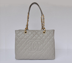 Chanel Classic Bag Shopper Tote Handbags Caviar leather 20995 Gray Gold 20995
