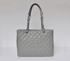 Chanel Classic Bag Shopper Tote Handbags Caviar leather 20995 Gray Silver 20995