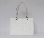 Chanel Classic Bag Shopper Tote Handbags Caviar leather 20995 white Silver 20995