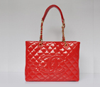 Chanel Classic CC Shopping Bag 20995 Patent leather Red Gold 20995