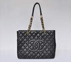 Chanel Classic CC Shopping Bag 20995 Sheepskin leather Black Gold 20995