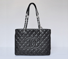 Chanel Classic CC Shopping Bag 20995 Sheepskin leather Black Silver 20995